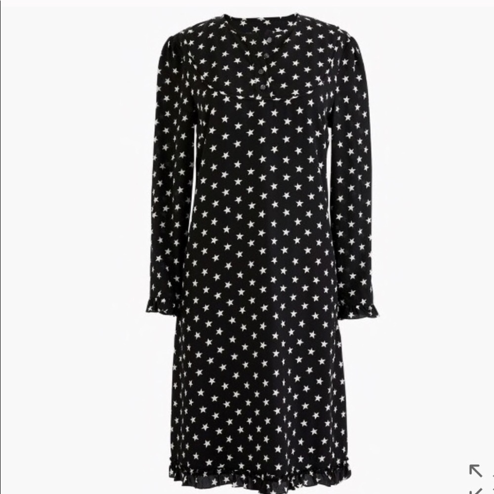 J. Crew Silk Stars Ruffle Hem Dress SZ 6